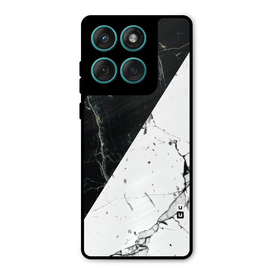 Stylish Diagonal Marble Metal Back Case for Motorola Edge 60