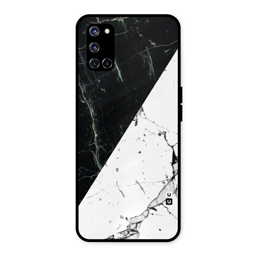 Stylish Diagonal Marble Metal Back Case for Oppo A52