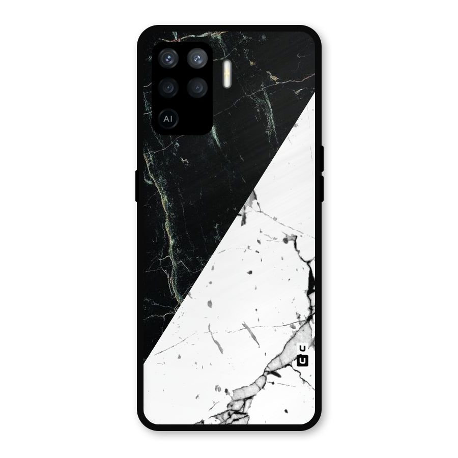 Stylish Diagonal Marble Metal Back Case for Oppo F19 Pro