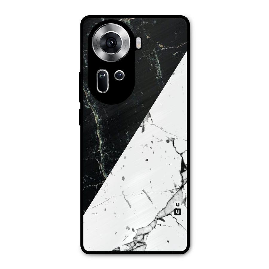 Stylish Diagonal Marble Metal Back Case for Oppo Reno11 5G