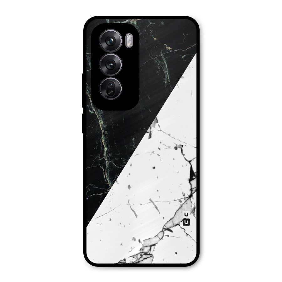 Stylish Diagonal Marble Metal Back Case for Oppo Reno12 Pro