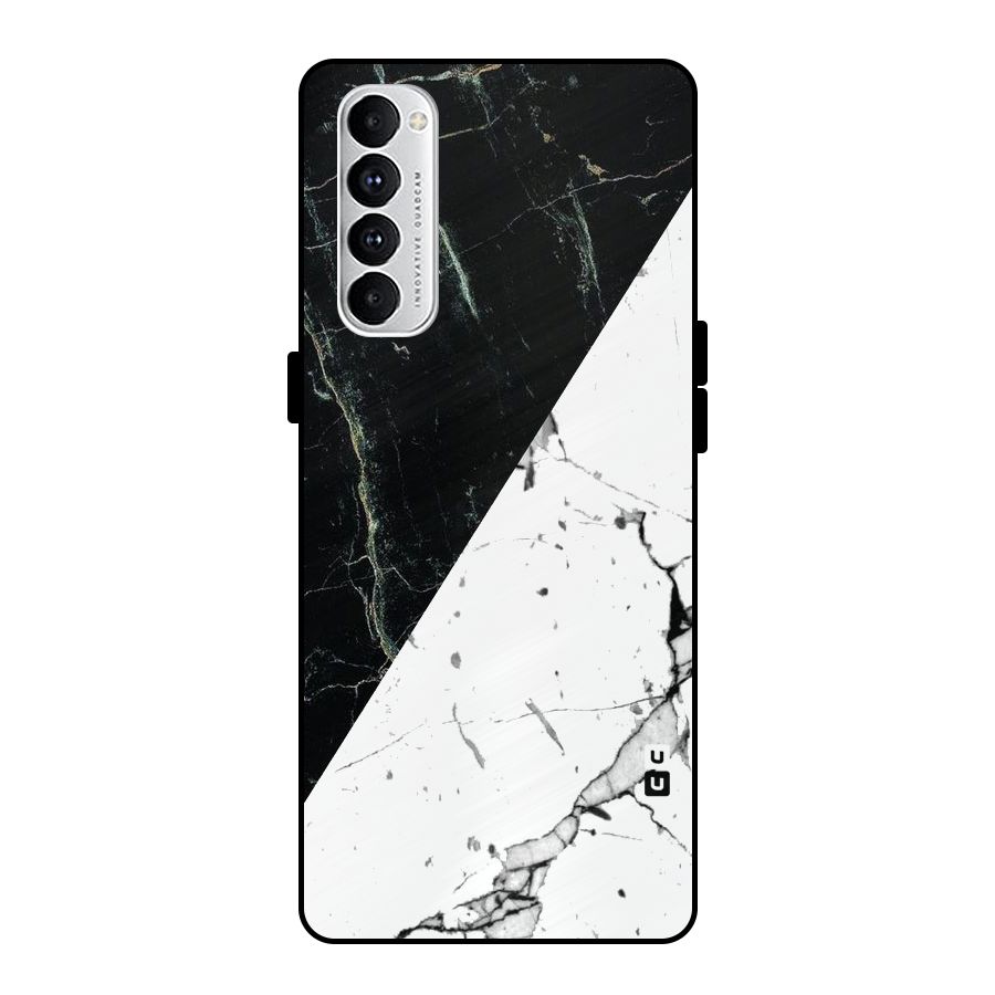 Stylish Diagonal Marble Metal Back Case for Oppo Reno4 Pro