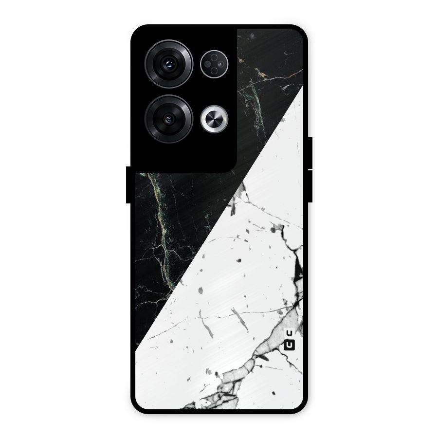 Stylish Diagonal Marble Metal Back Case for Oppo Reno8 Pro 5G