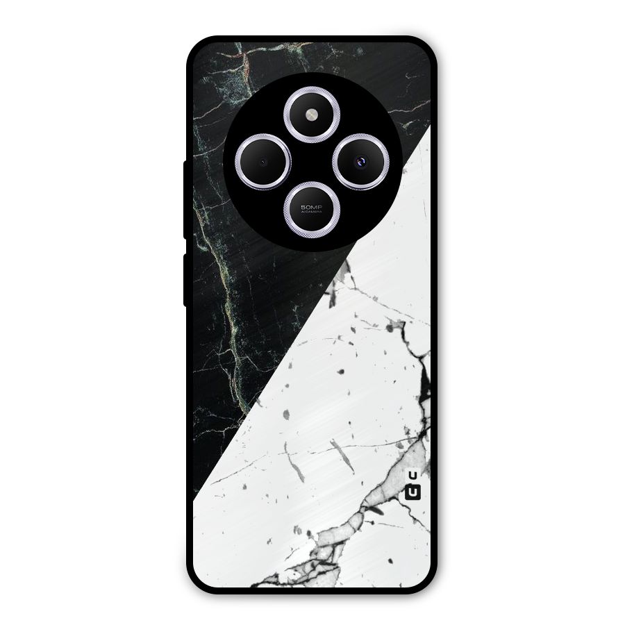Stylish Diagonal Marble Metal Back Case for Poco M7