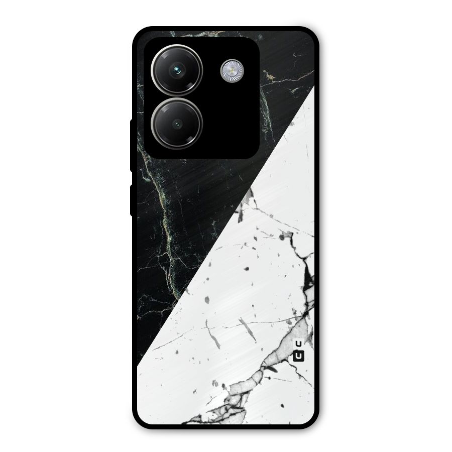 Stylish Diagonal Marble Metal Back Case for Poco M7 Pro 5G