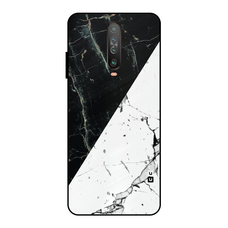Stylish Diagonal Marble Metal Back Case for Poco X2