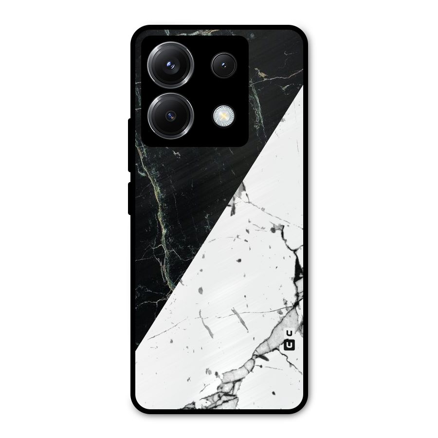 Stylish Diagonal Marble Metal Back Case for Poco X6