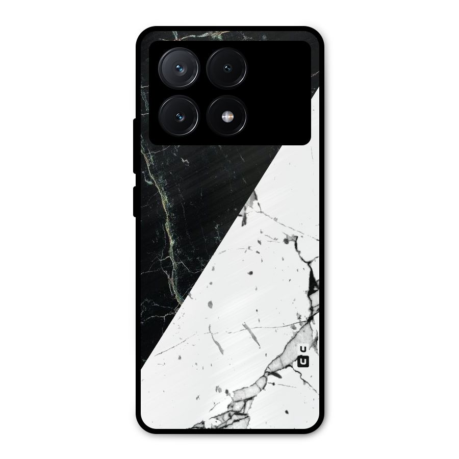 Stylish Diagonal Marble Metal Back Case for Poco X6 Pro