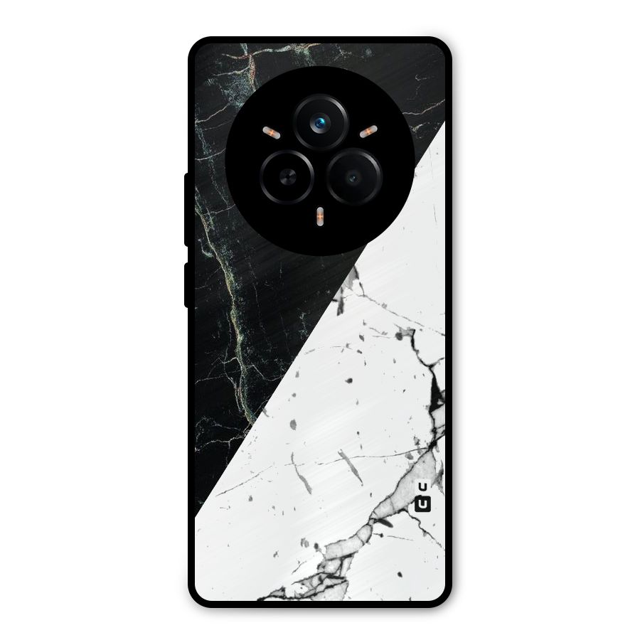 Stylish Diagonal Marble Metal Back Case for Realme 14 Pro