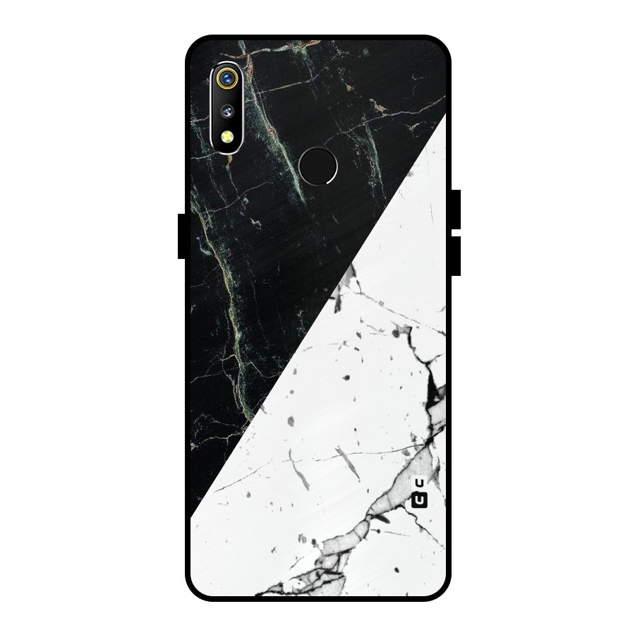 Stylish Diagonal Marble Metal Back Case for Realme 3i