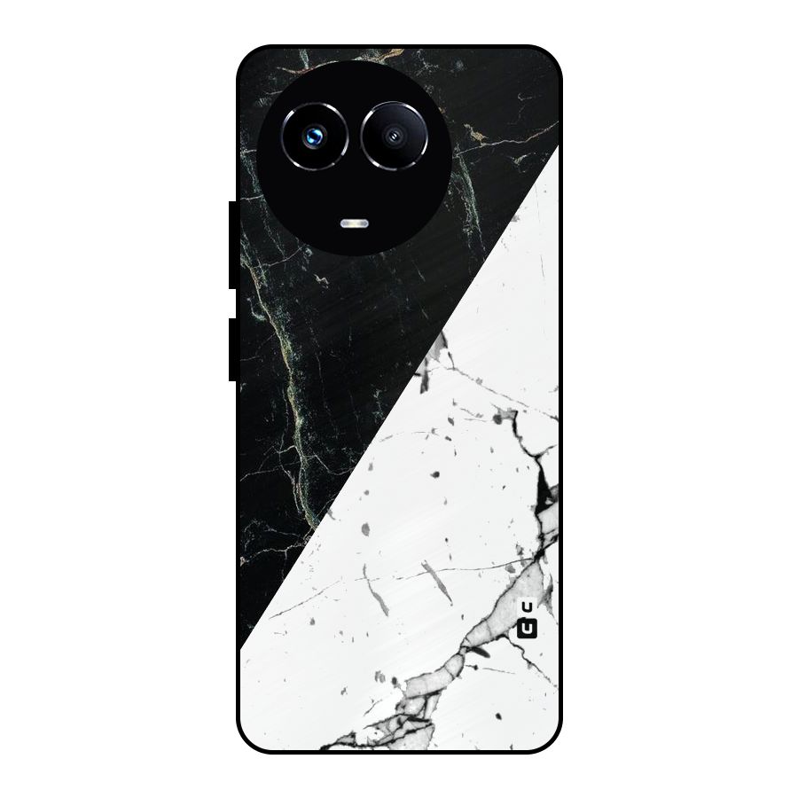Stylish Diagonal Marble Metal Back Case for Realme Narzo 60X