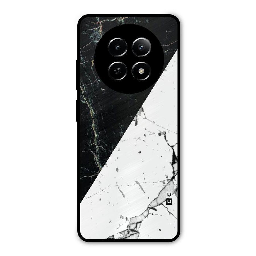 Stylish Diagonal Marble Metal Back Case for Realme Narzo 70x 5G