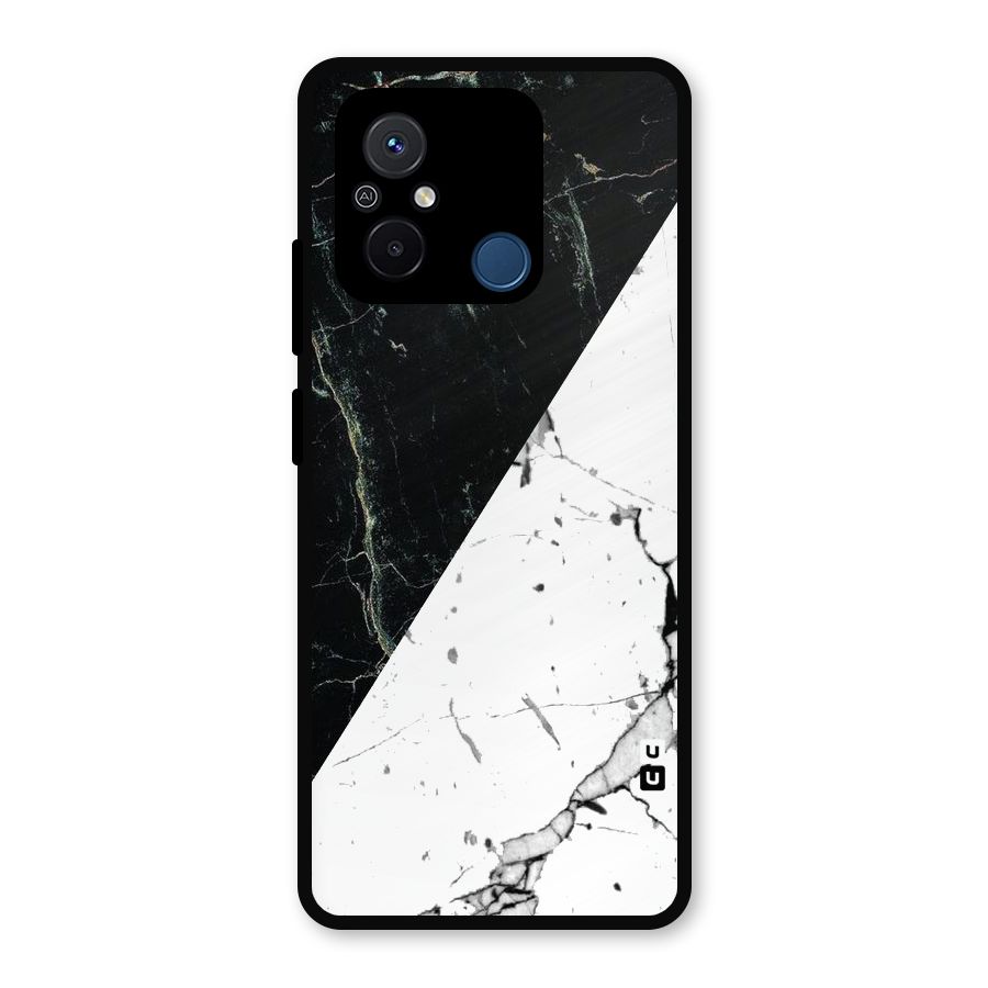 Stylish Diagonal Marble Metal Back Case for Redmi 12C