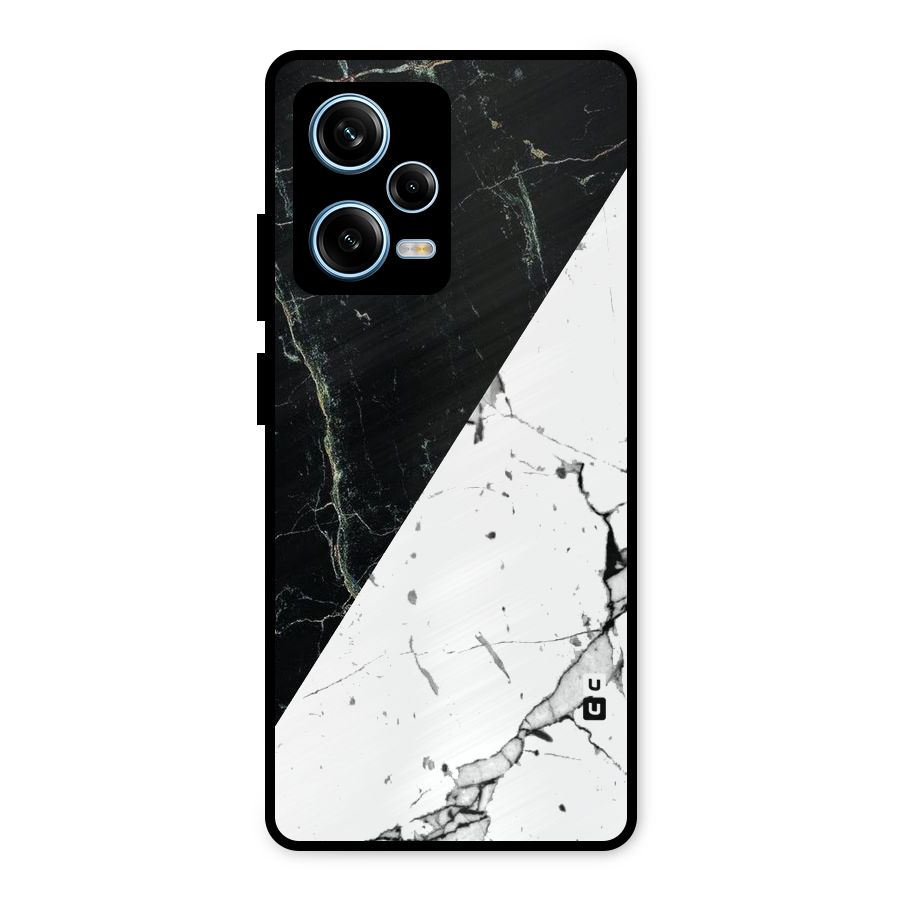 Stylish Diagonal Marble Metal Back Case for Redmi Note 12 Pro