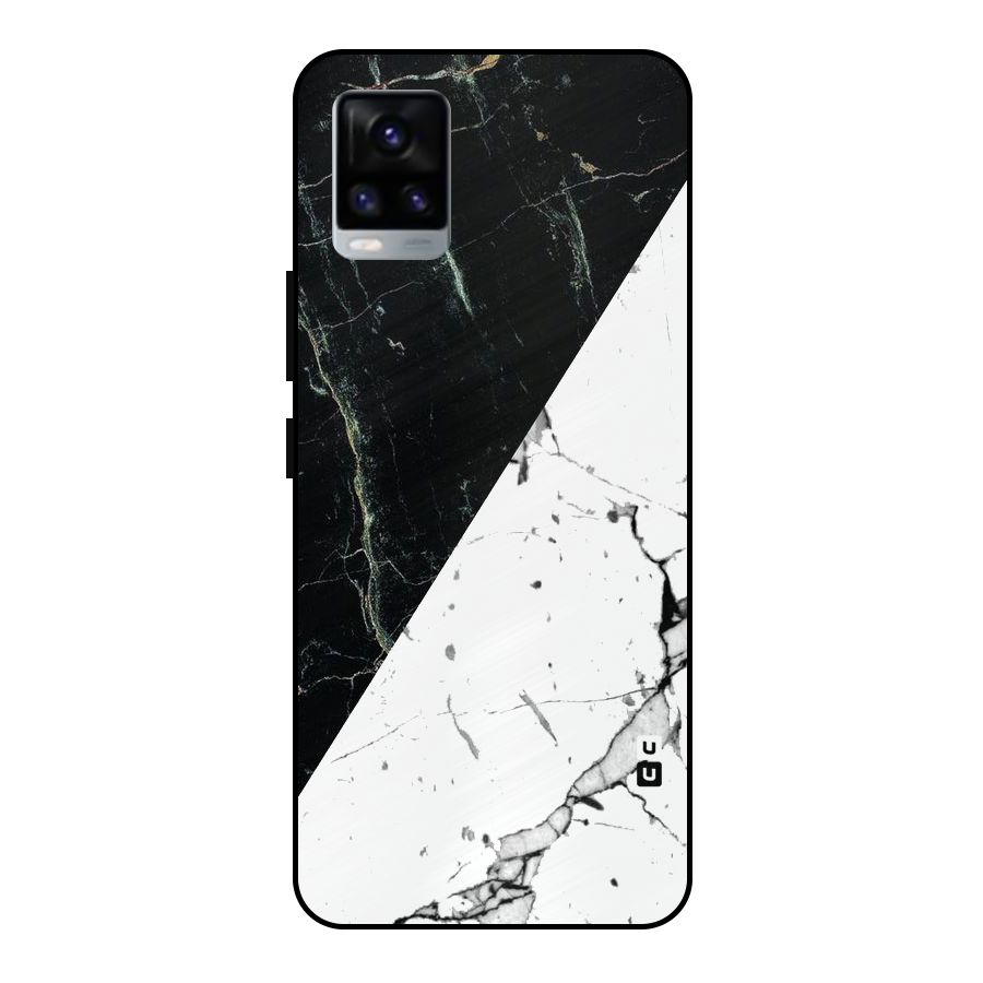 Stylish Diagonal Marble Metal Back Case for Vivo V20 2021