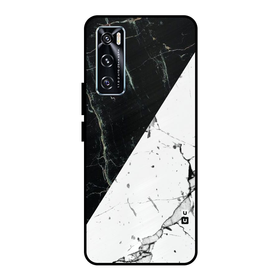 Stylish Diagonal Marble Metal Back Case for Vivo V20 SE