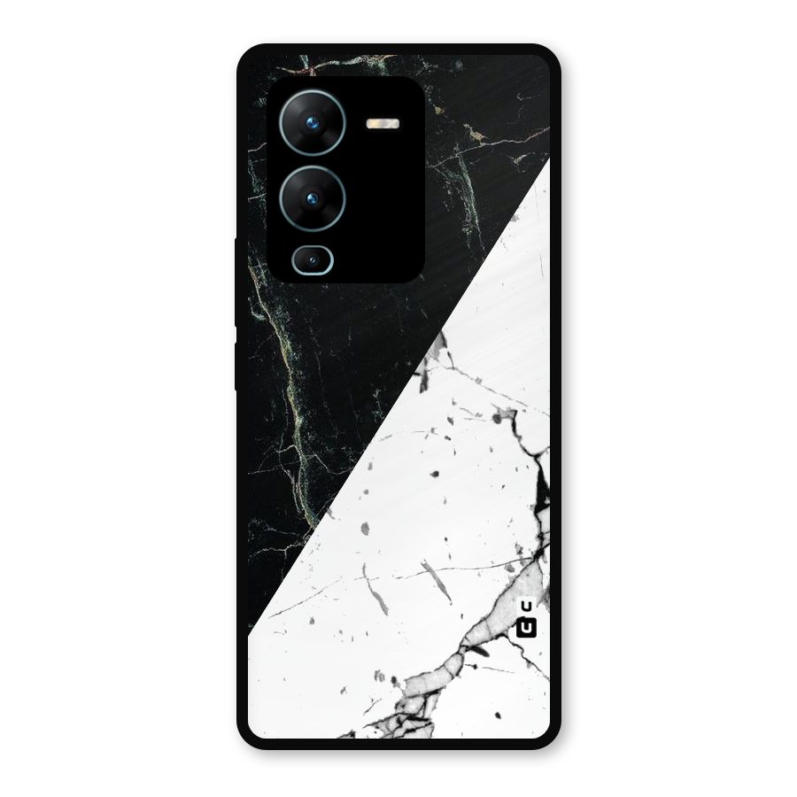 Stylish Diagonal Marble Metal Back Case for Vivo V25 Pro