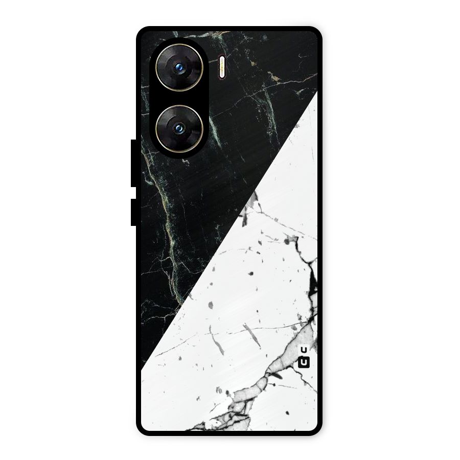 Stylish Diagonal Marble Metal Back Case for Vivo V29e