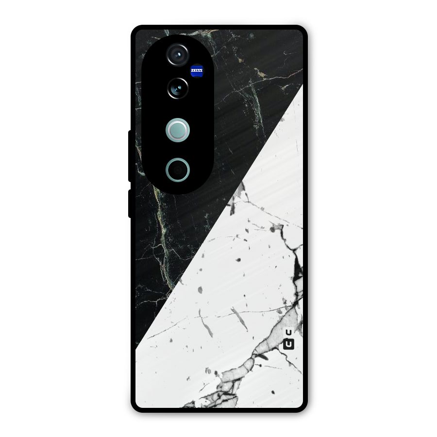 Stylish Diagonal Marble Metal Back Case for Vivo V40 Pro