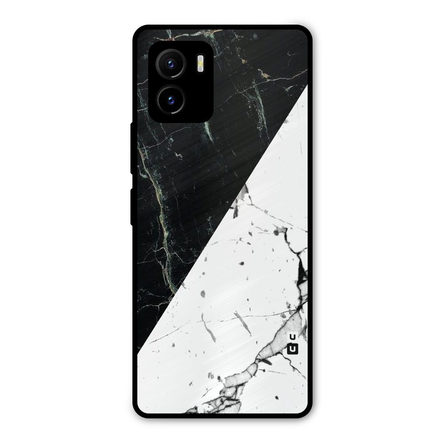 Stylish Diagonal Marble Metal Back Case for Vivo Y15s