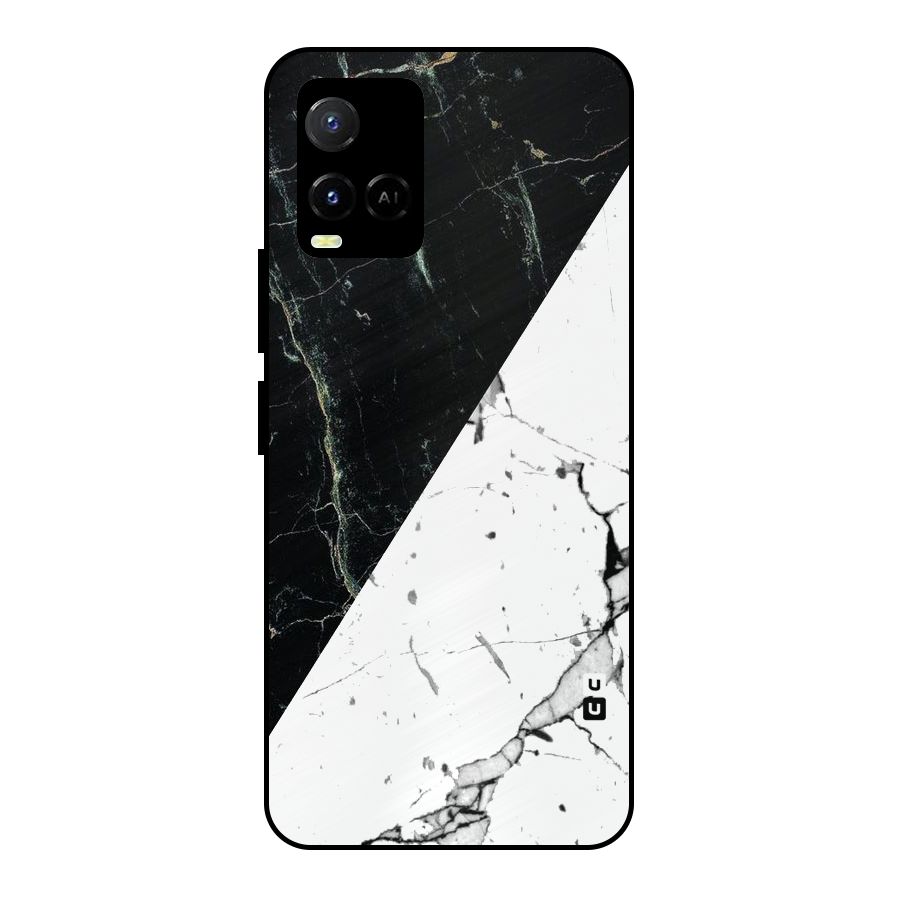 Stylish Diagonal Marble Metal Back Case for Vivo Y21A