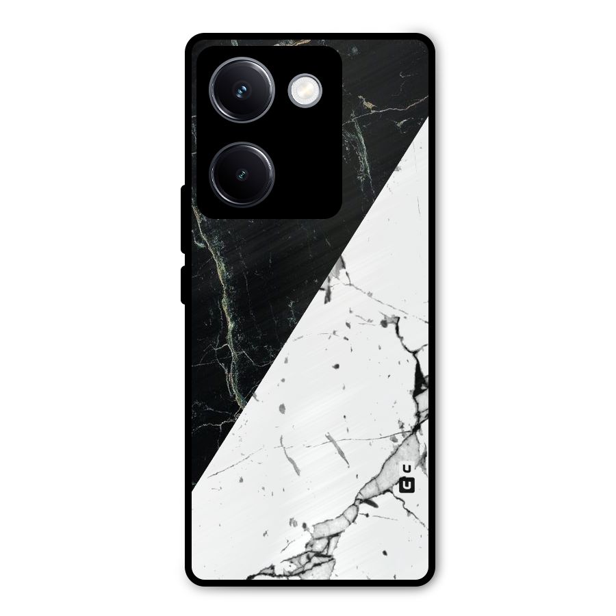 Stylish Diagonal Marble Metal Back Case for Vivo Y300 Plus