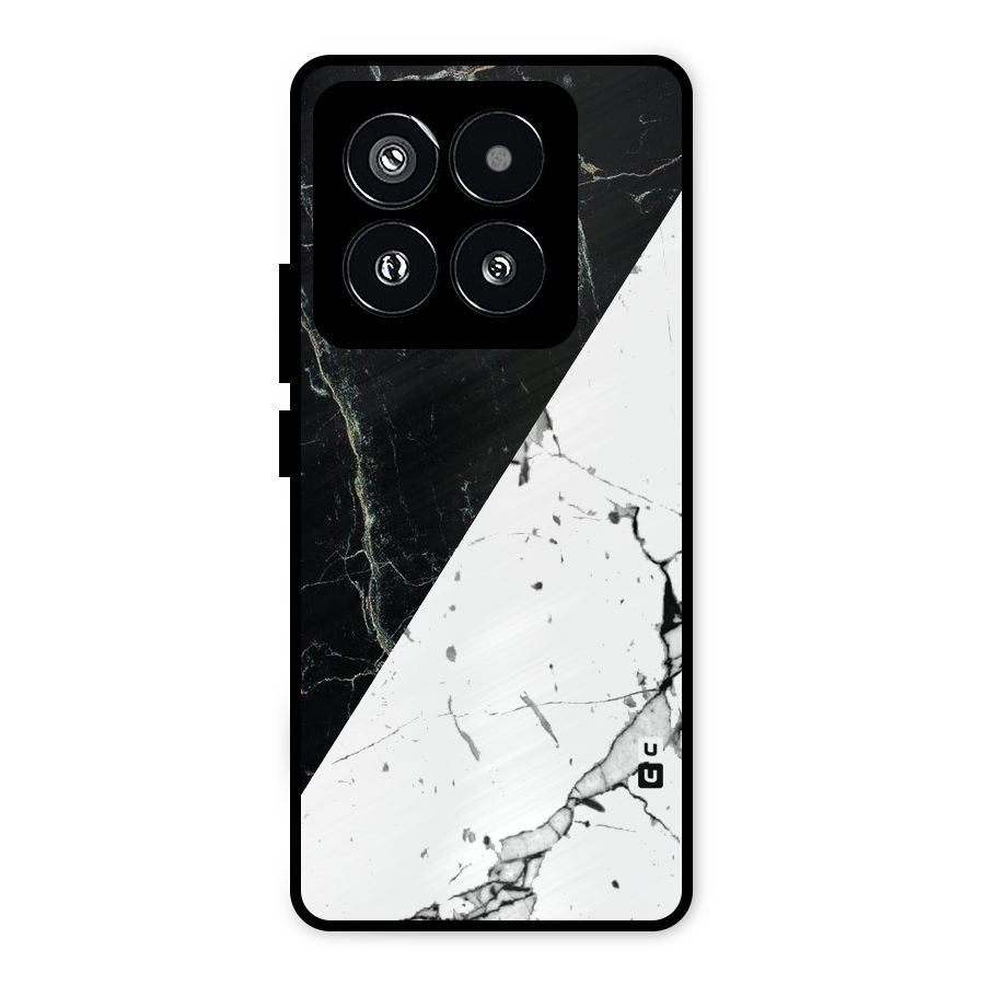 Stylish Diagonal Marble Metal Back Case for Xiaomi 14 Pro