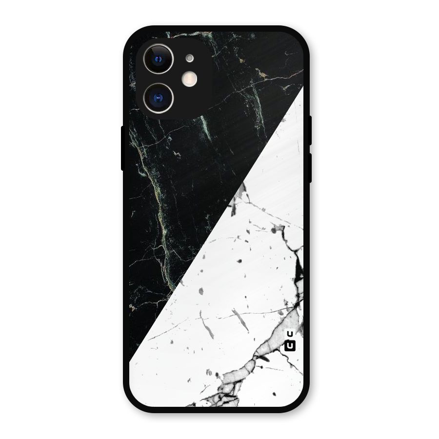 Stylish Diagonal Marble Metal Back Case for iPhone 12