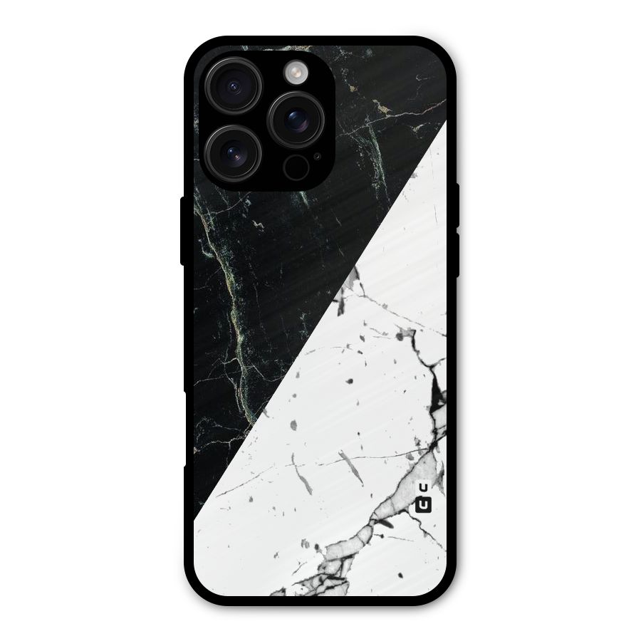 Stylish Diagonal Marble Metal Back Case for iPhone 16 Pro Max