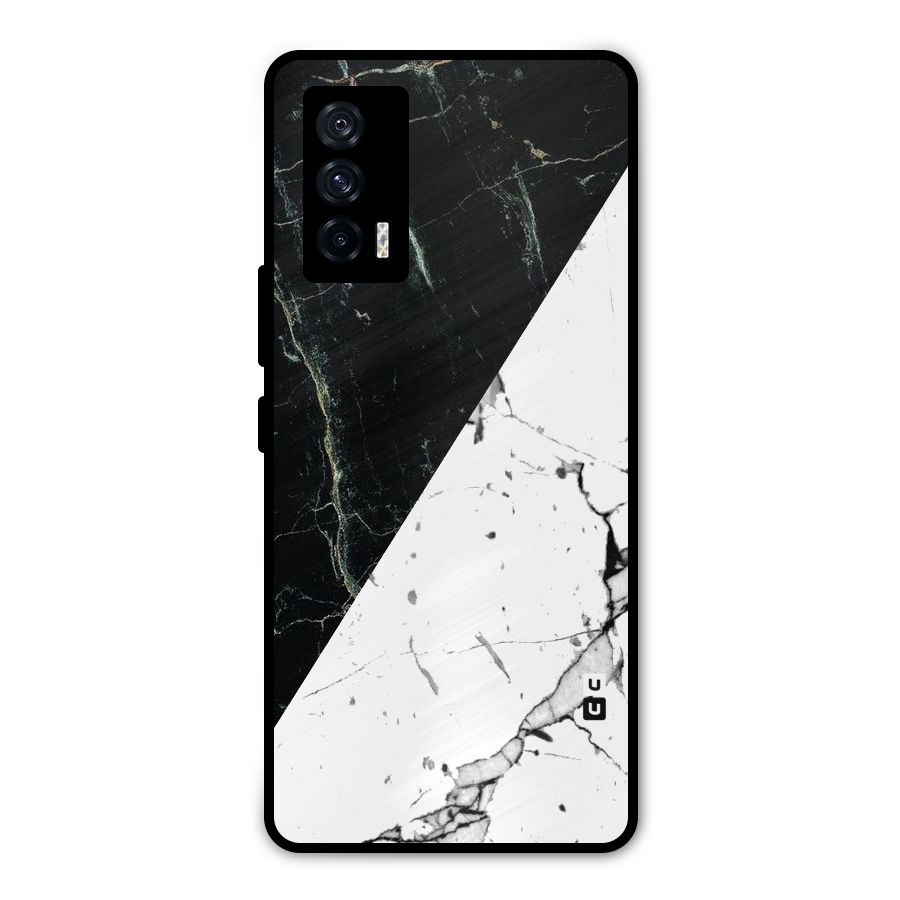 Stylish Diagonal Marble Metal Back Case for iQOO 7 5G