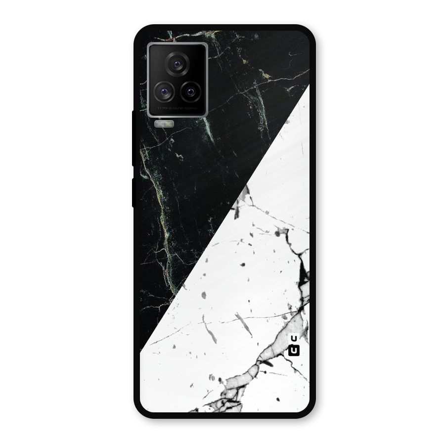 Stylish Diagonal Marble Metal Back Case for iQOO 7 Legend 5G