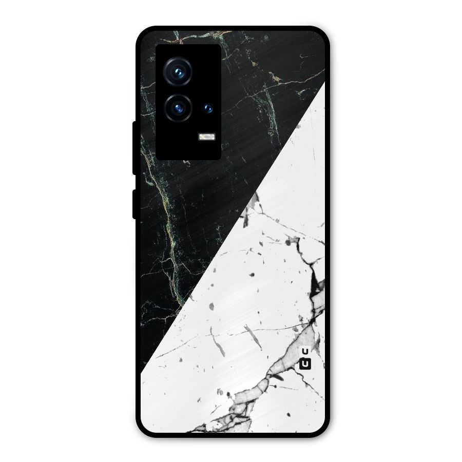 Stylish Diagonal Marble Metal Back Case for iQOO 9 5G