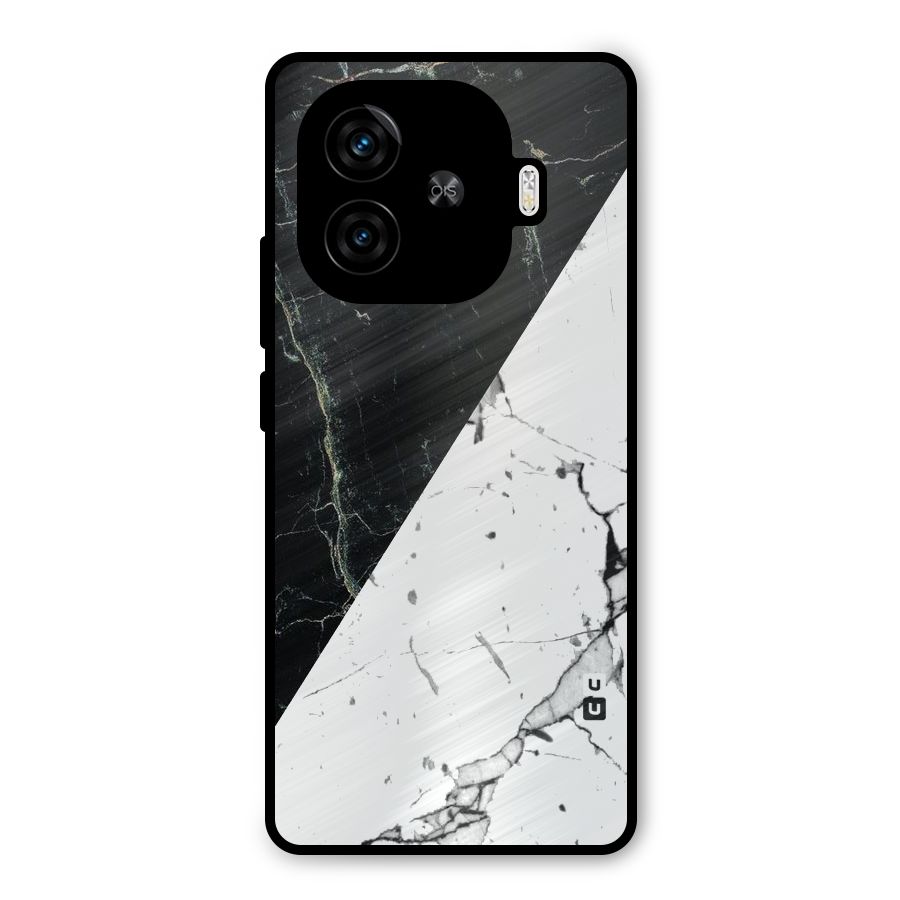 Stylish Diagonal Marble Metal Back Case for iQOO Z9 Turbo