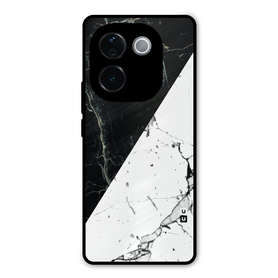 Stylish Diagonal Marble Metal Back Case for iQOO Z9s Pro