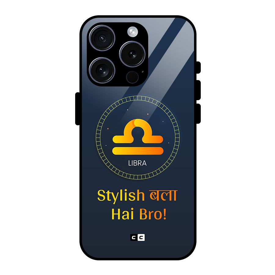 Stylish Libra Glass Back Case for iPhone 15 Pro