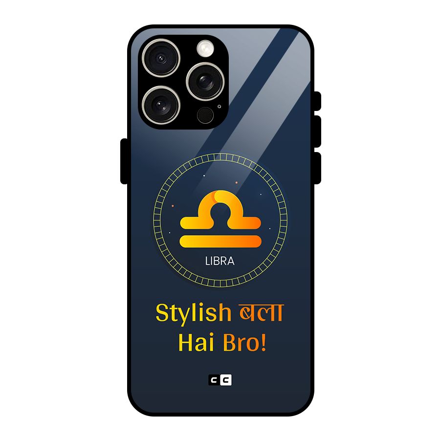 Stylish Libra Glass Back Case for iPhone 15 Pro Max