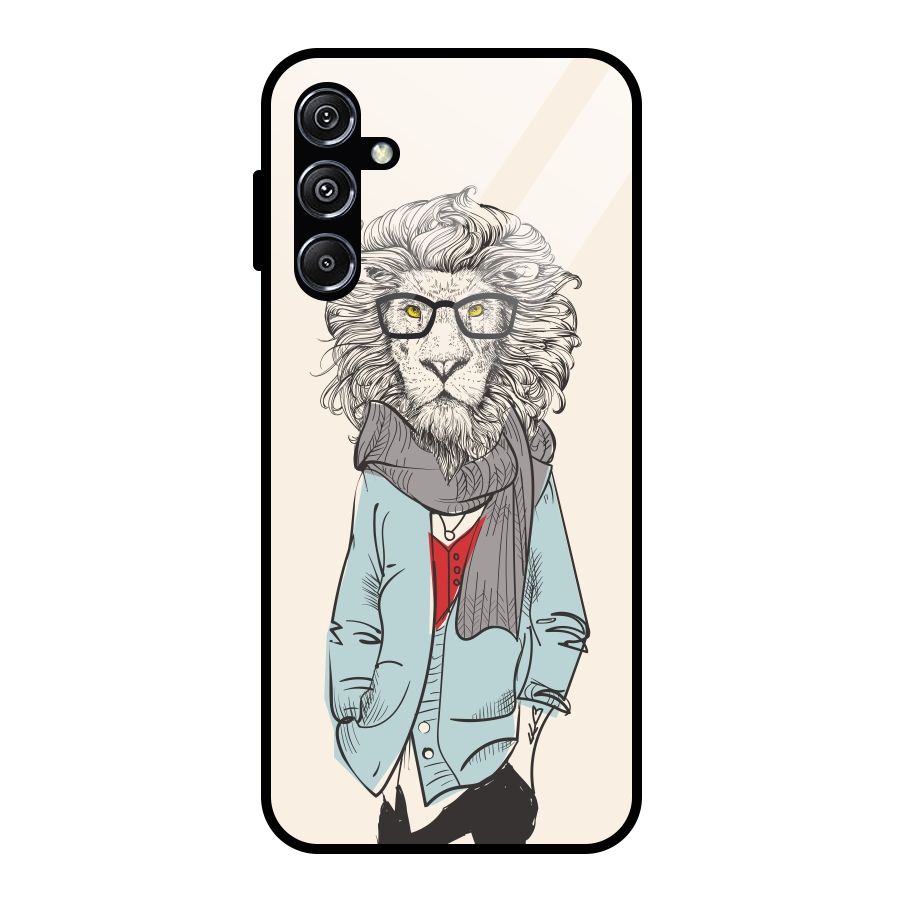 Stylish Lion Glass Back Case for Galaxy M34 5G