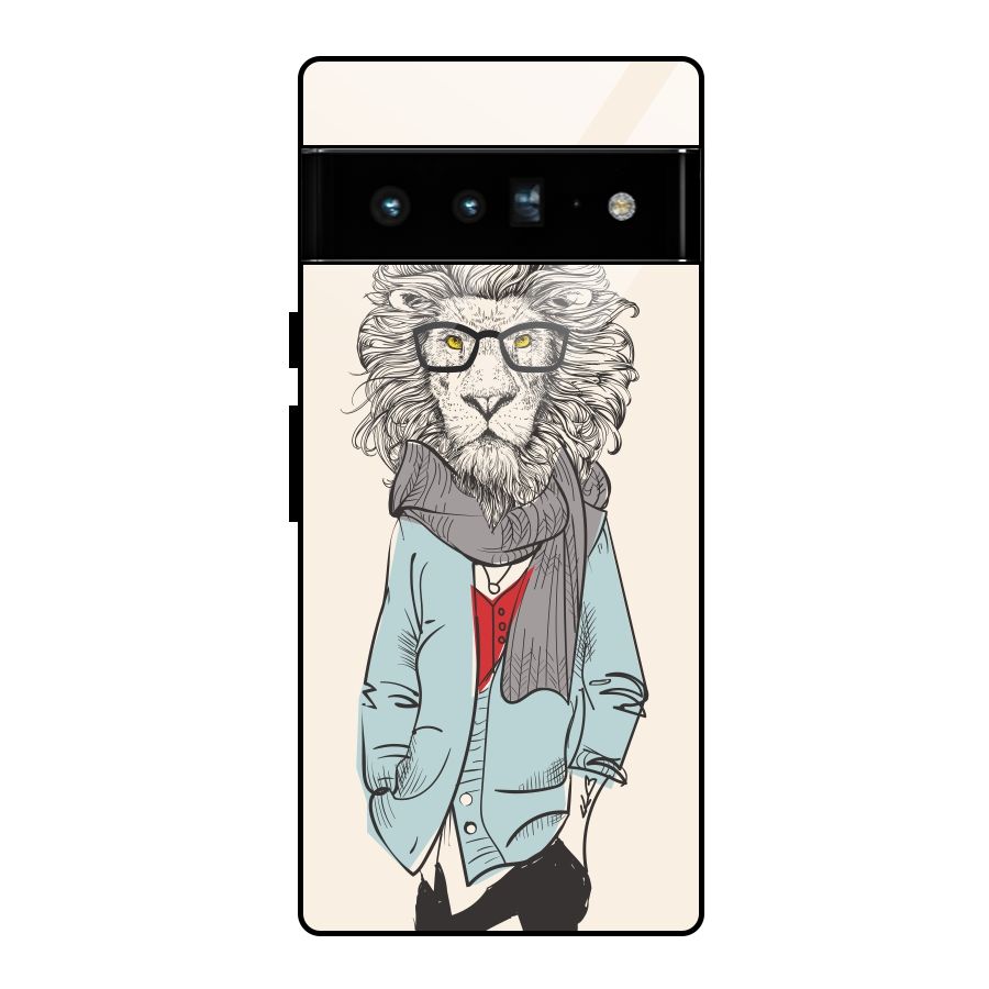 Stylish Lion Glass Back Case for Google Pixel 6 Pro