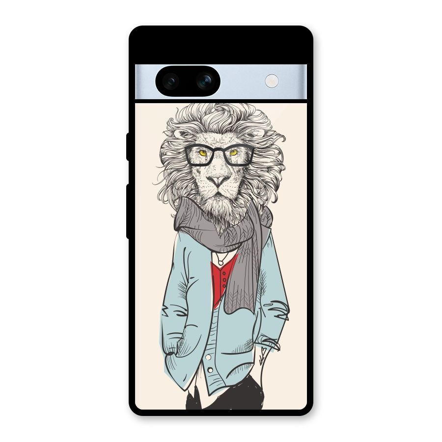 Stylish Lion Glass Back Case for Google Pixel 7a
