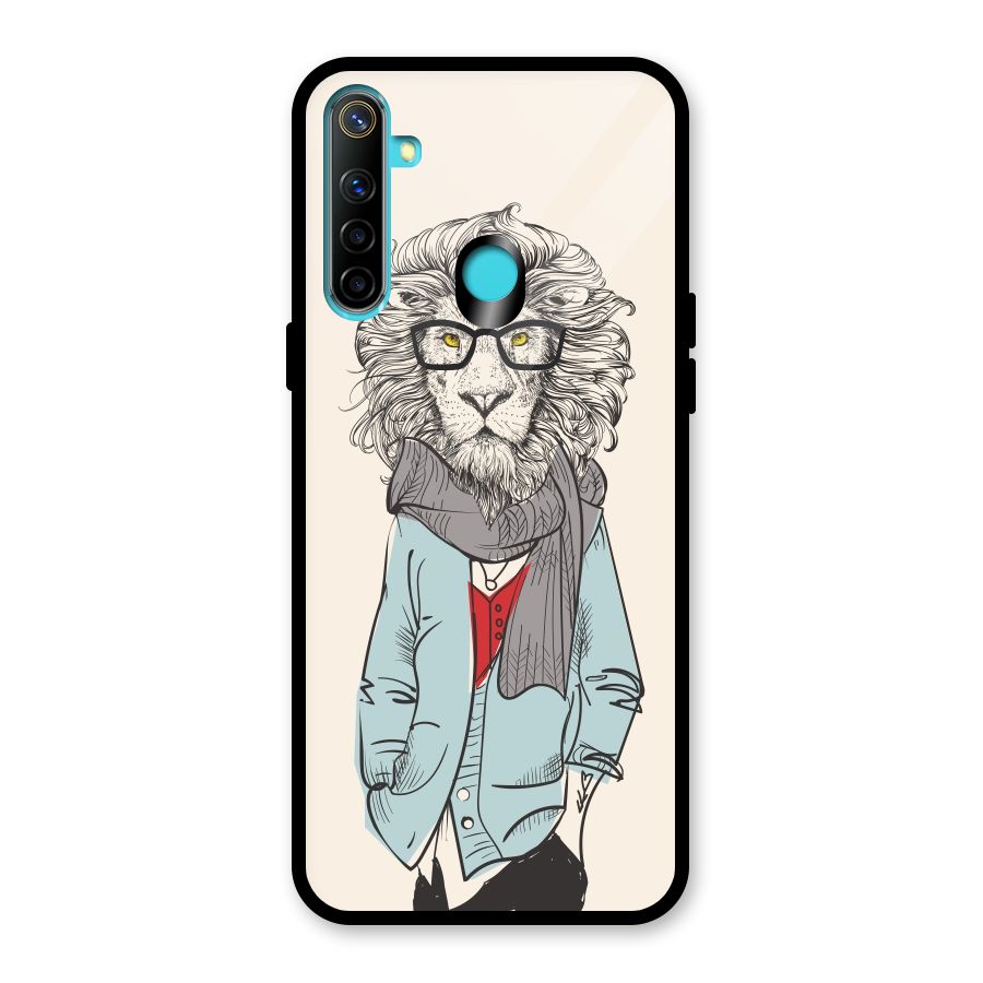 Stylish Lion Glass Back Case for Realme 5