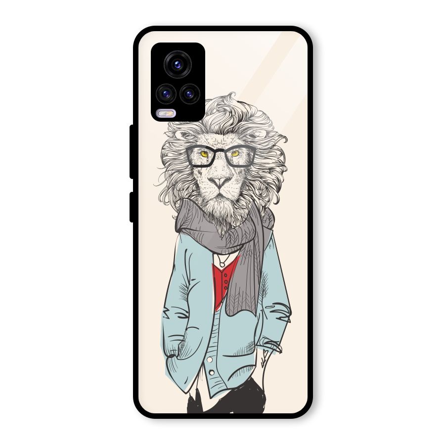 Stylish Lion Glass Back Case for Vivo V20 2021