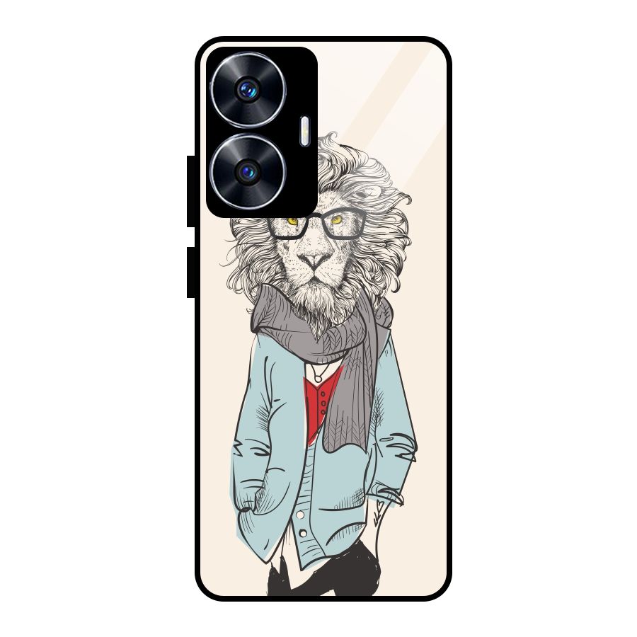 Stylish Lion Glass Back Case for realme C55