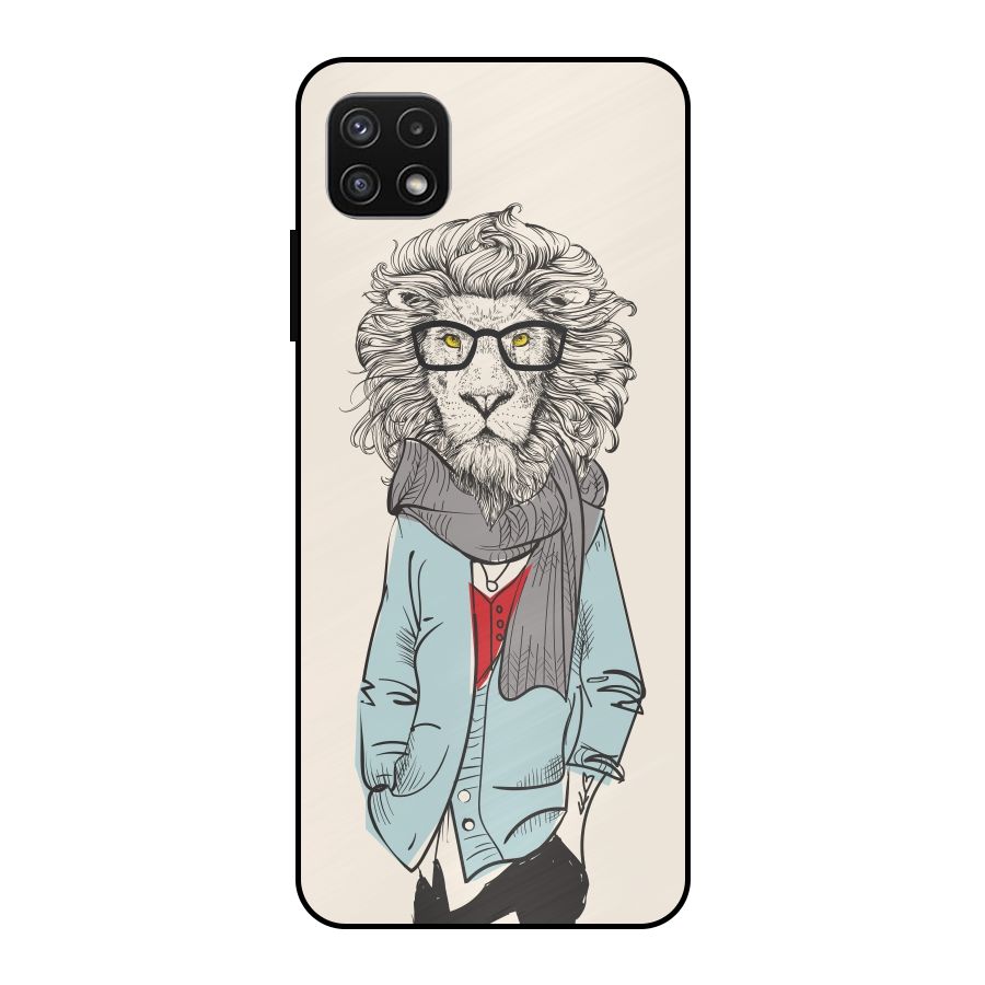 Stylish Lion Metal Back Case for Galaxy A22 5G