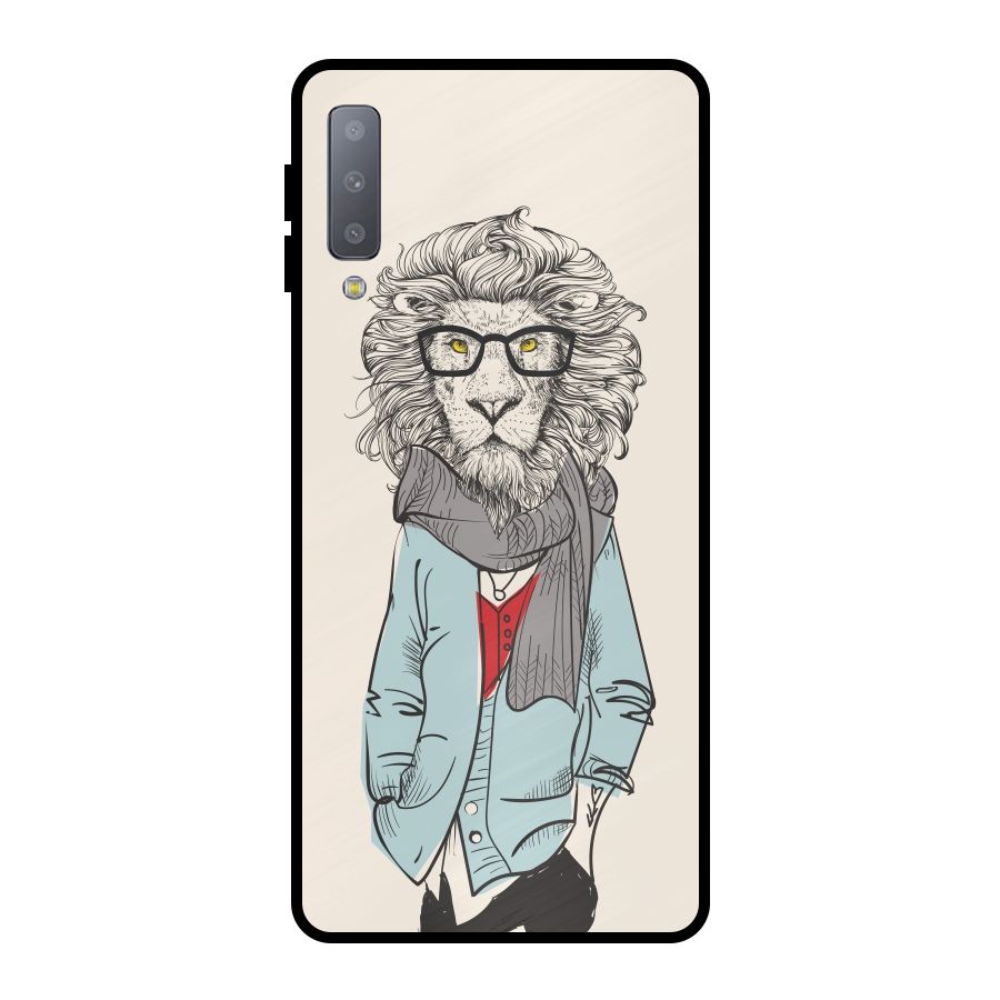 Stylish Lion Metal Back Case for Galaxy A7 (2018)