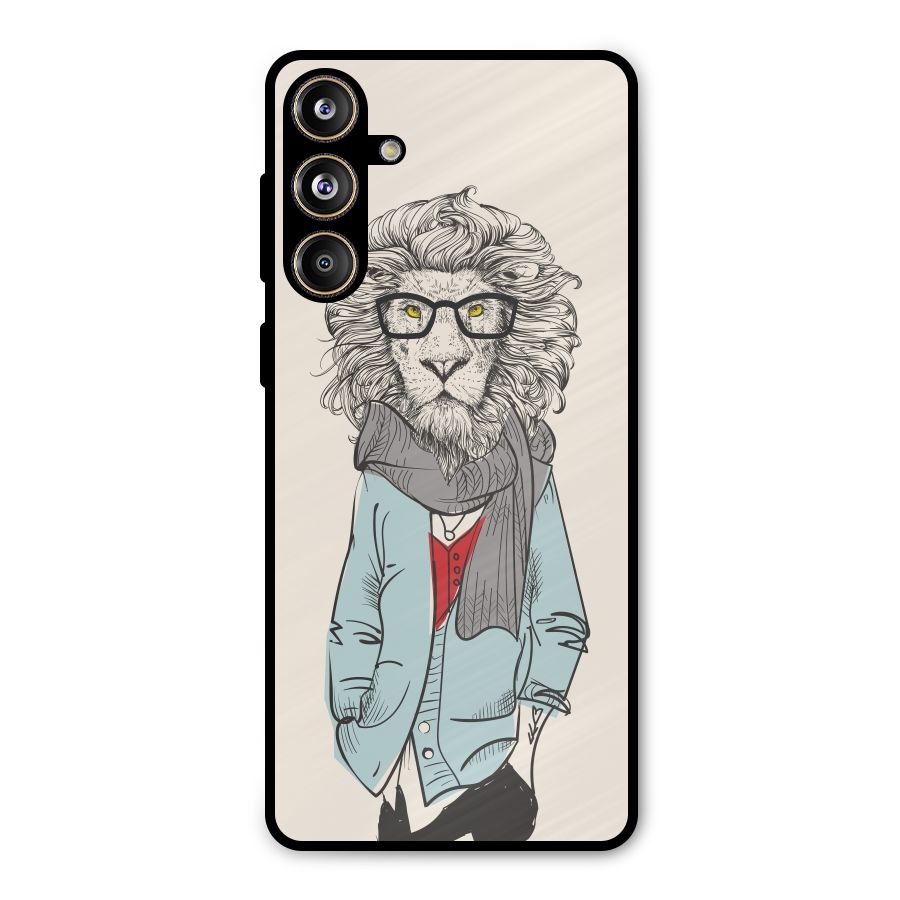 Stylish Lion Metal Back Case for Galaxy F55