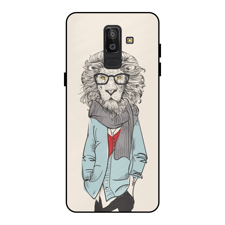 Stylish Lion Metal Back Case for Galaxy J8