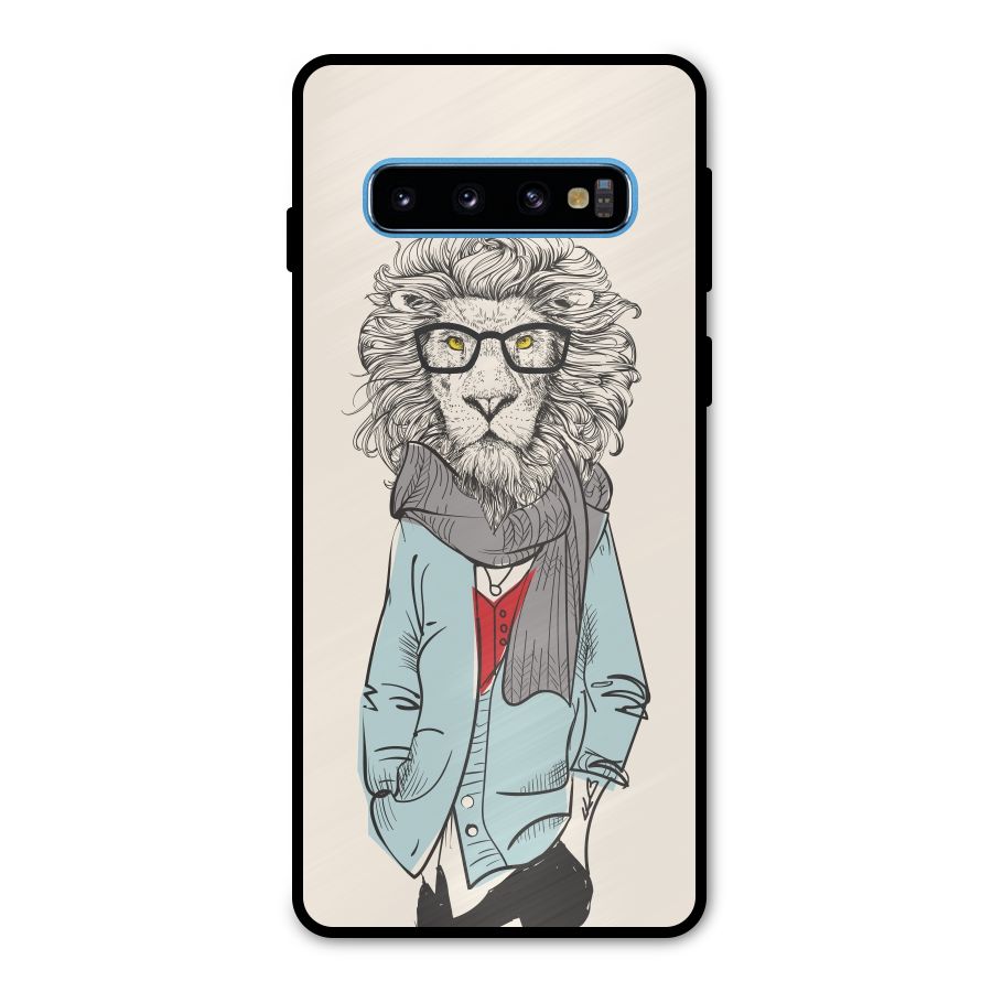 Stylish Lion Metal Back Case for Galaxy S10