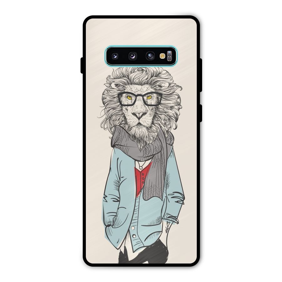 Stylish Lion Metal Back Case for Galaxy S10 Plus