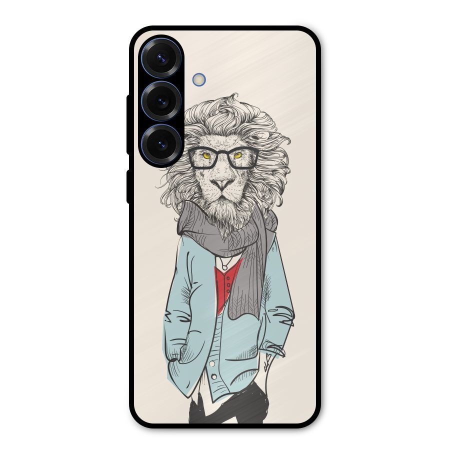 Stylish Lion Metal Back Case for Galaxy S25 Plus