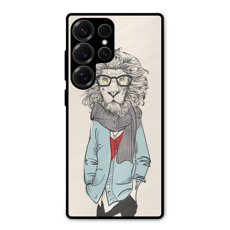 Stylish Lion Metal Back Case for Galaxy S25 Ultra